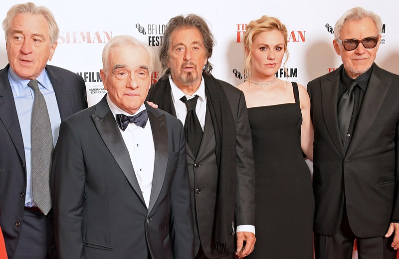 Με το cast της ταινίας The Irishman και τον Martin Scorsese