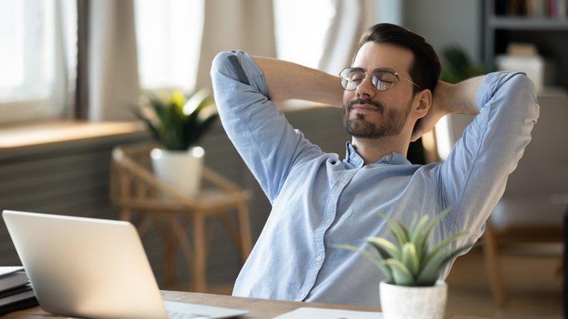 MAN RELAX AT HOME WORKPLACE