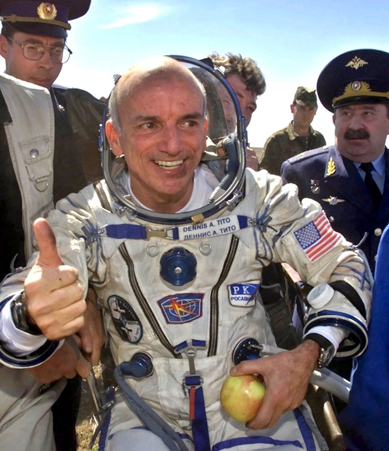 DENNIS TITO RETURNS FROM SPACE VOYAGE