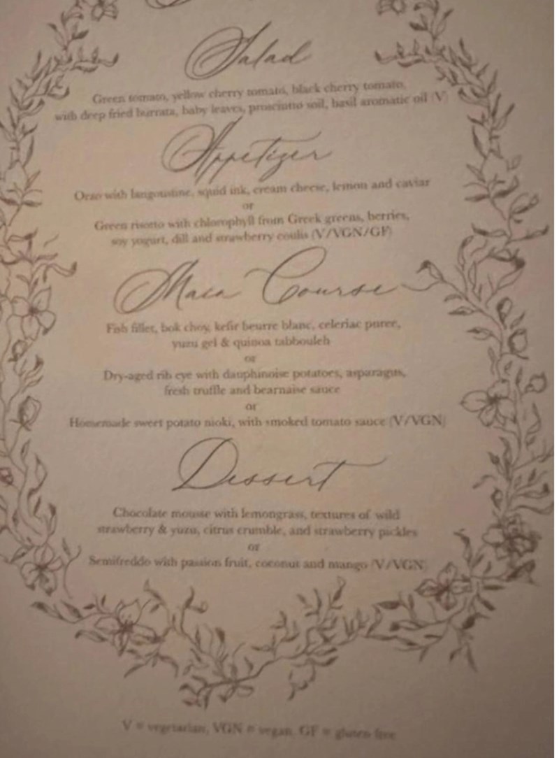 το μενού γάμου Γιάννη Αντετοκούνμπο