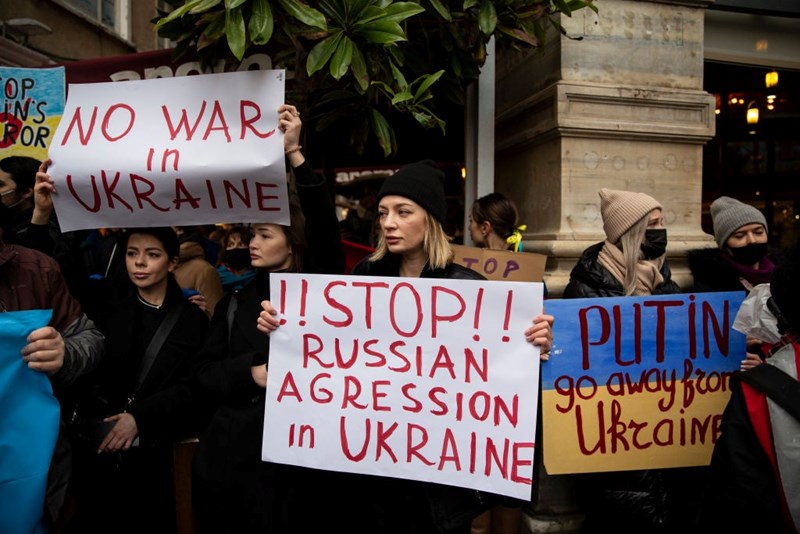 PROTEST AGAINST THE WAR IN UKRAINE