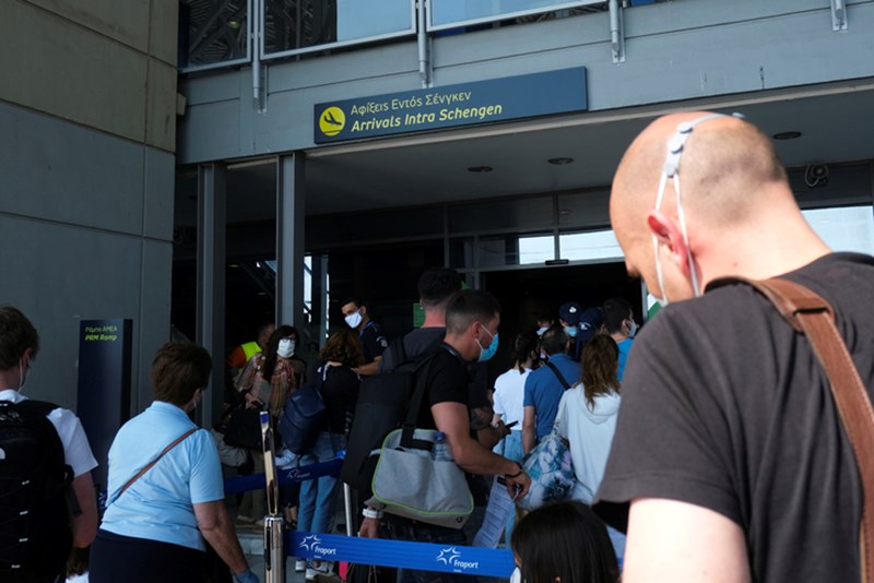PASSENGERS ARRIVE IN THESSALONIKI AIRPORT
