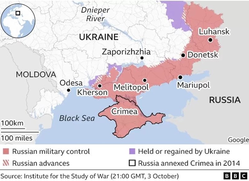 Χάρτης της περιοχής από το BBC