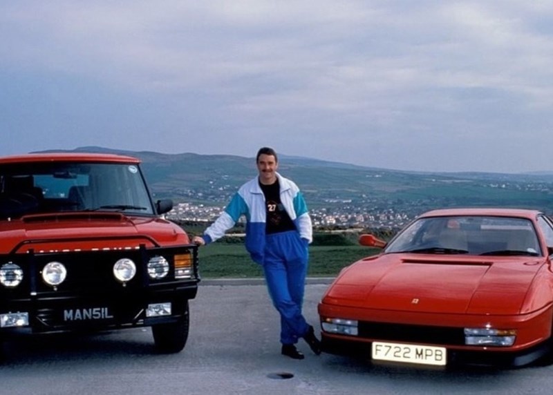 Ο Nigel Mansell με Ferrari Testarossa και Range Rover