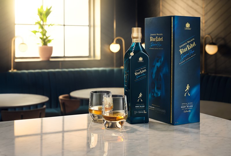 JOHNNIE WALKER BLUE LABEL GHOST AND RARE PORT ELLEN