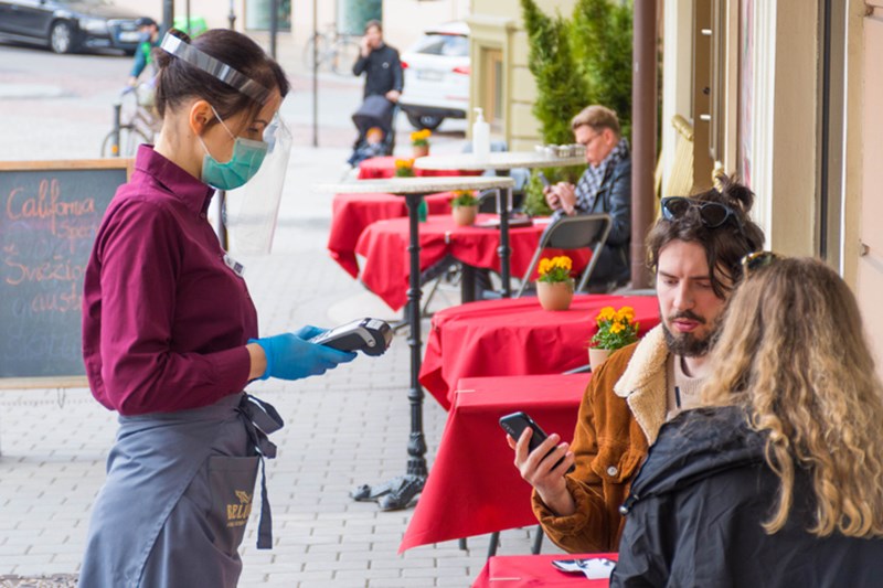 WAITRESS WITH FACE MASK