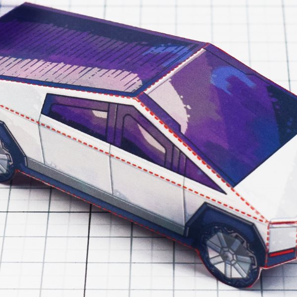 Ένα υπέροχο Tesla Cybertruck, φτιαγμένο από χαρτόνι