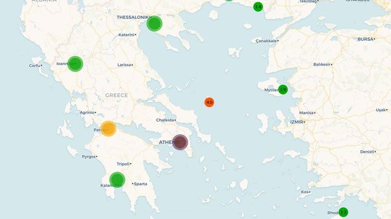 H ποιότητα του αέρα ανά περιοχή σύμφωνα με το Αστεροσκοπείο Αθηνών