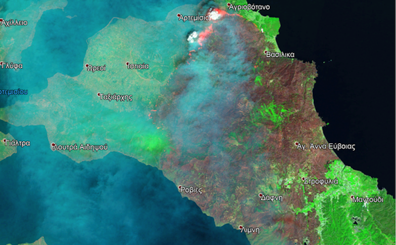 Το μέγεθος της καταστροφής στην Εύβοια από δορυφόρο