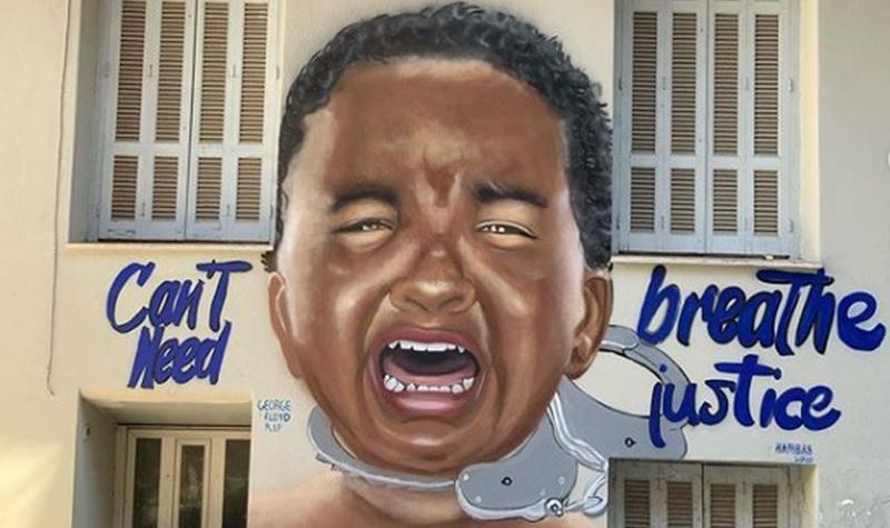 Το γκράφιτι για τον George Floyd στο κέντρο της Αθήνας